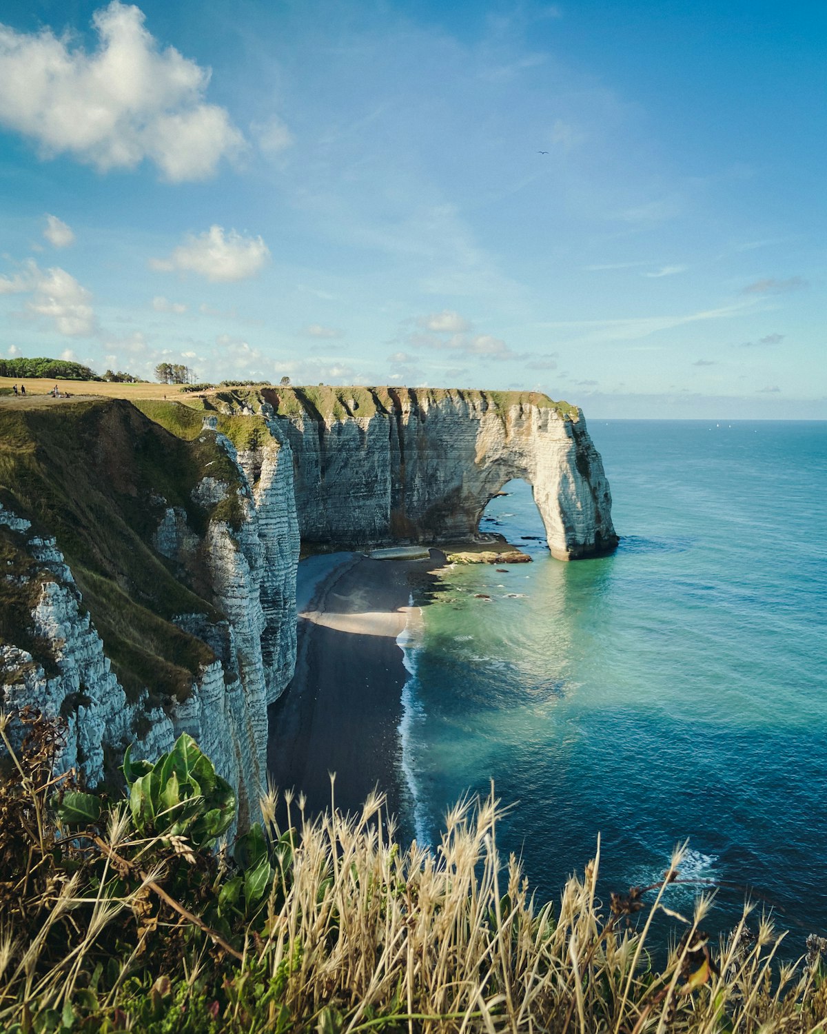 Falaises et arche d'Étretat au bord de la mer
